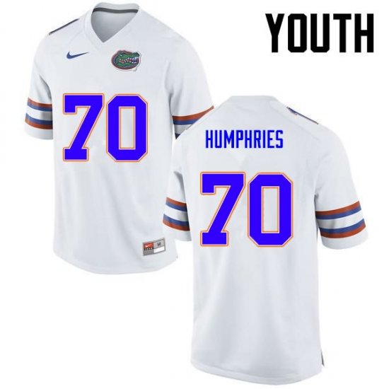 Youth Florida Gators #70 D.J. Humphries NCAA Nike White Authentic Stitched College Football Jersey PYM3162PU